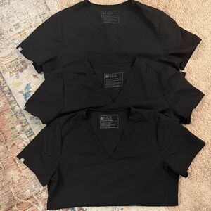Figs Black V-Neck Scrub Tops - Triple Pack